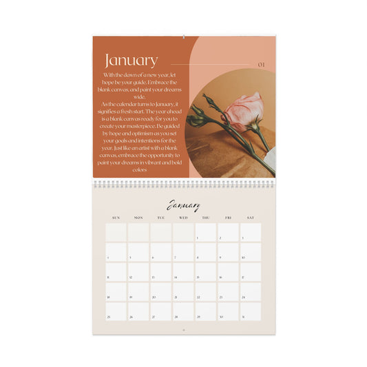 2026 Floral Monthly Wall Calendar | 12-Month Spiral Calendar