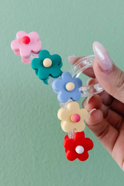 Multicolour 60s Flowers Cute Plastic Hair Claw