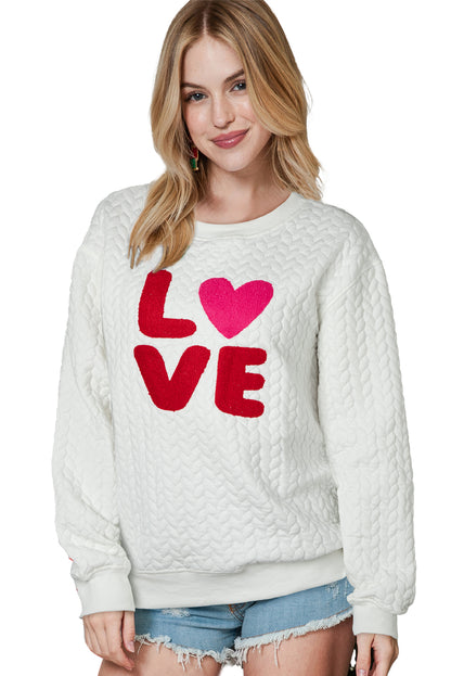 White Merry and Bright Quilted Sweatshirt