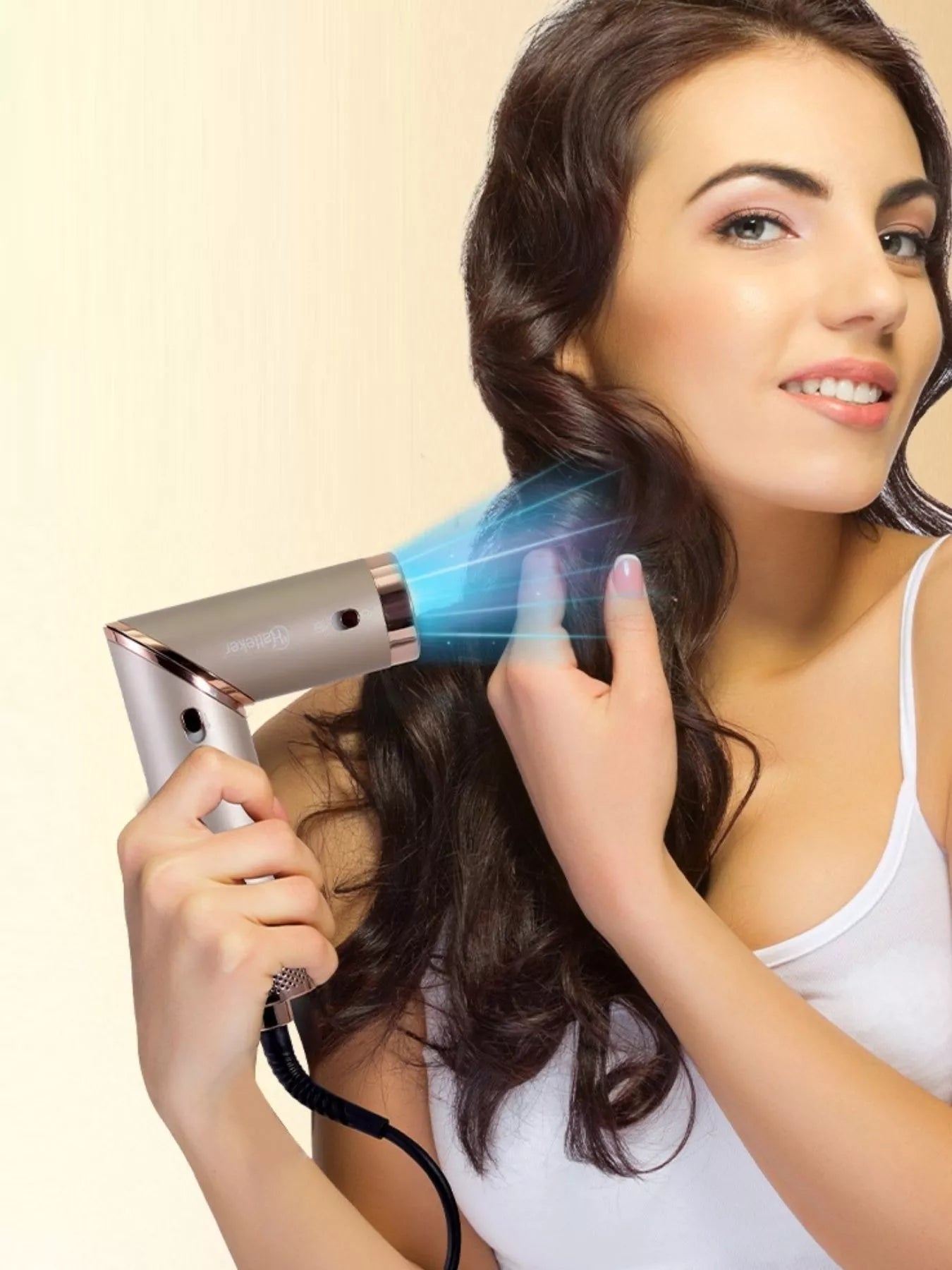 Travel hair dryer brush folded