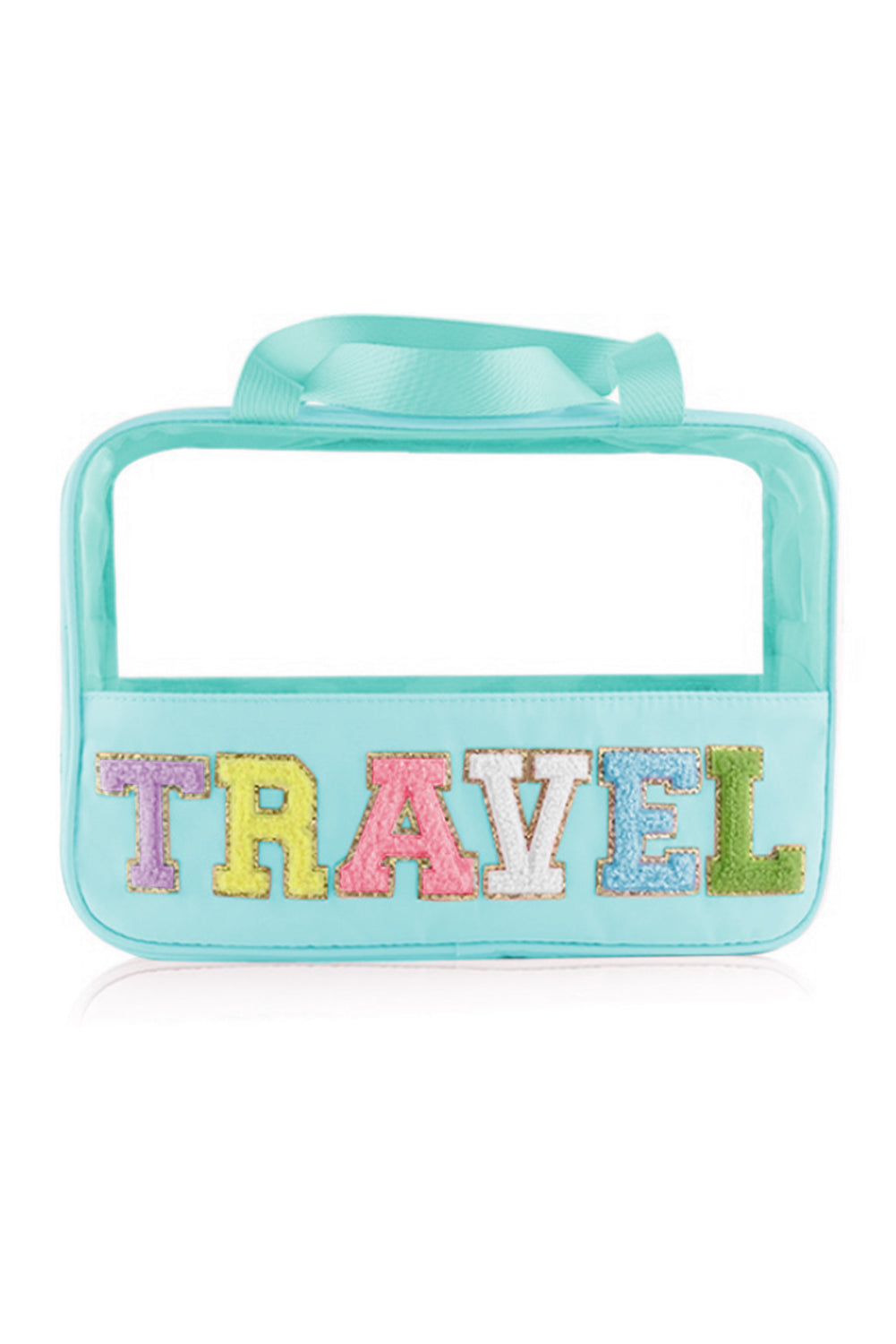 Parchment TRAVEL Letter Print Clear PVC Makeup Bag