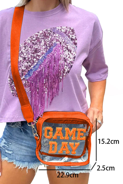 White Chenille GAME DAY Pattern Clear Bag