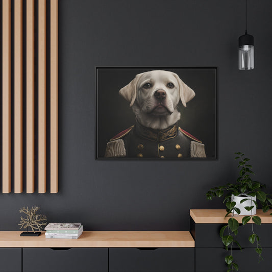 General Wiggles: The White Lab in a Civil War Dress Uniform Matte Canvas, Black Frame-Shalav5