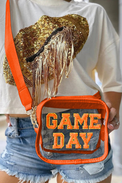 White Chenille GAME DAY Pattern Clear Bag