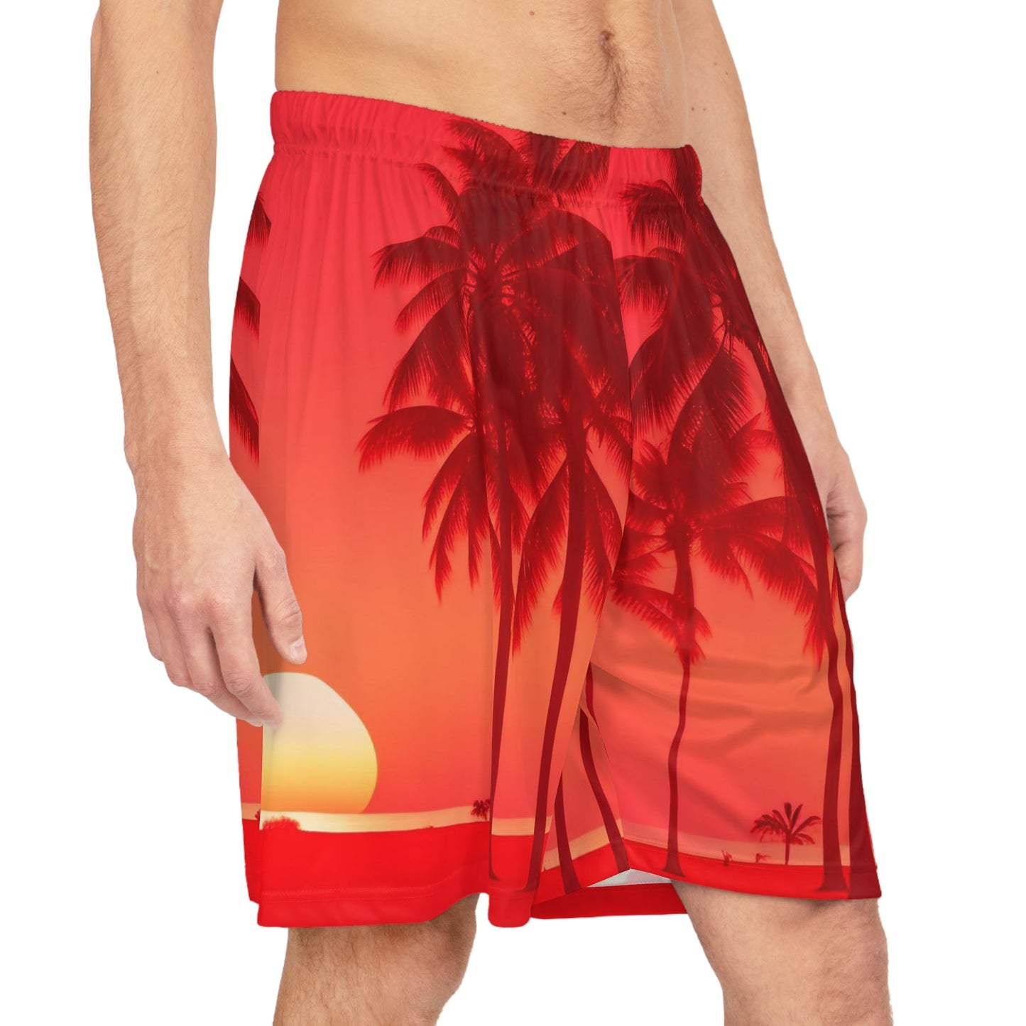 All Over Prints - Red Sunset Basketball Shorts (AOP)