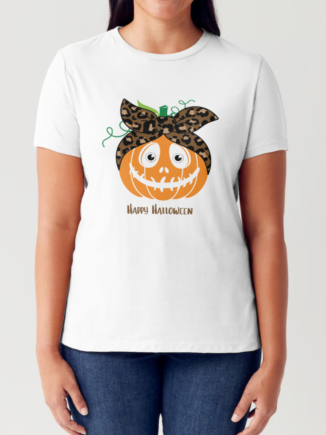 Simply Love Full Size HAPPY HALLOWEEN Pumpkin Graphic Short Sleeve Tubular T-Shirt