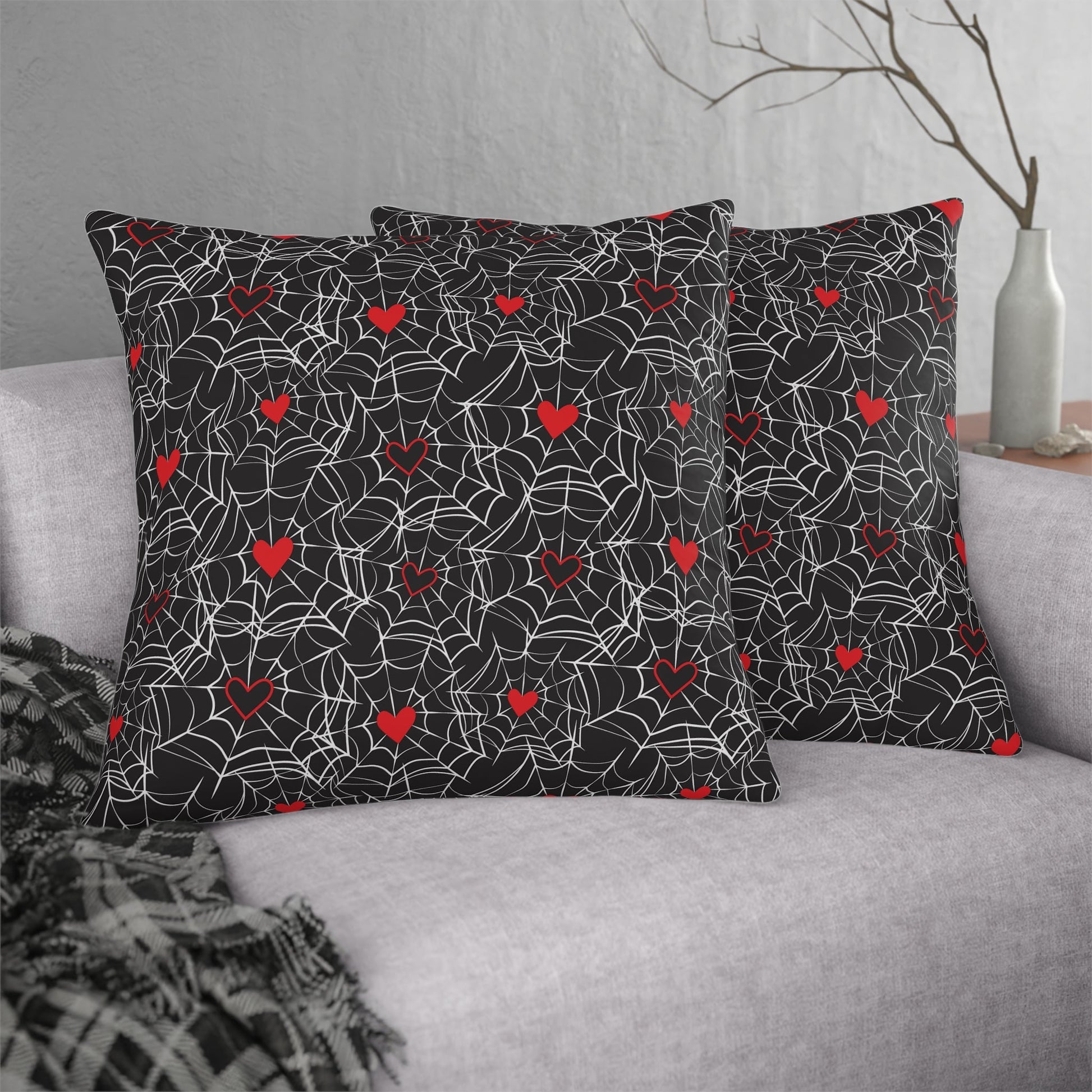 Home Decor - Spider Web Hearts Waterproof Pillows
