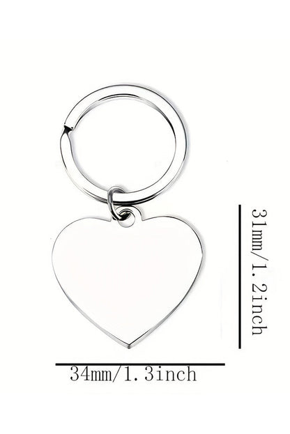 Silvery Love Slogan Heart Pendant Key Ring