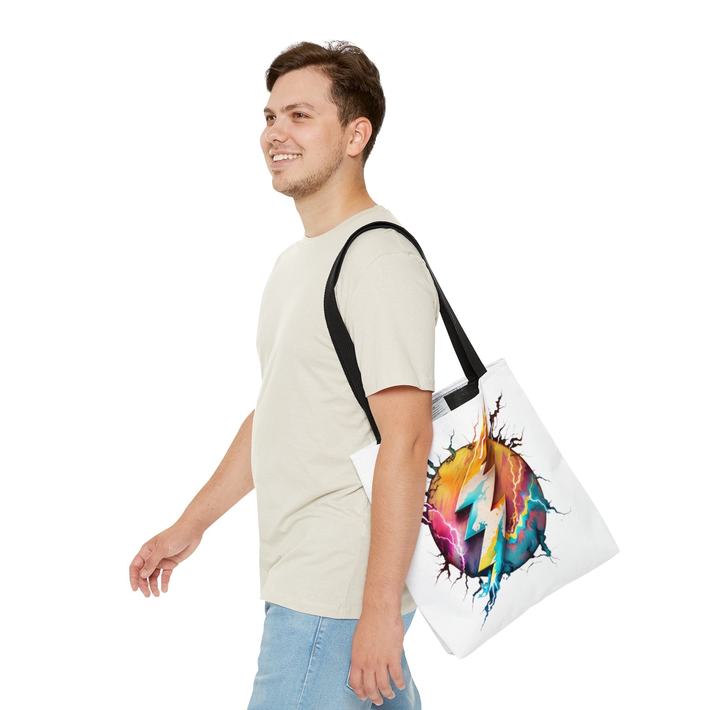 Psychedelic lightning bolt Custom Design Tote Bag-Shalav5