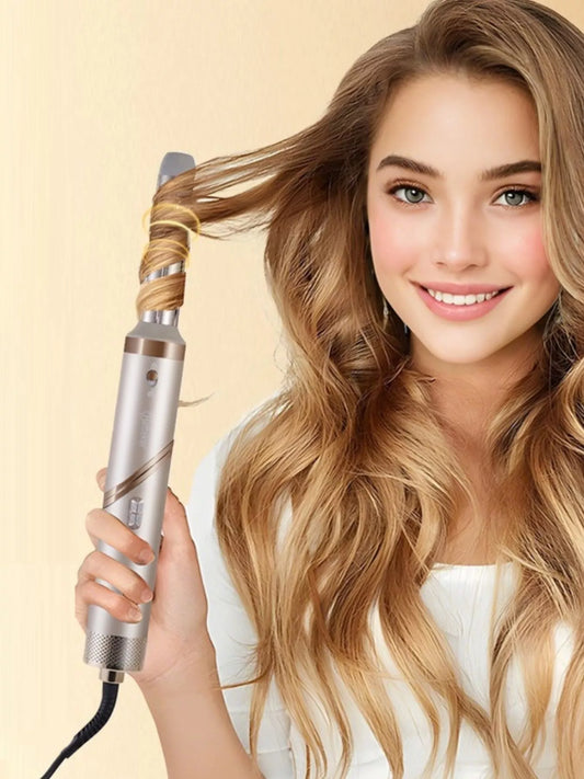 Champagne 3-in-1 folding hot air brush for hair styling