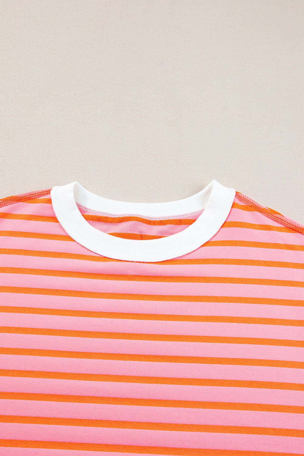 Pink Stripe Colorblock Drop Sleeve Oversized T Shirt