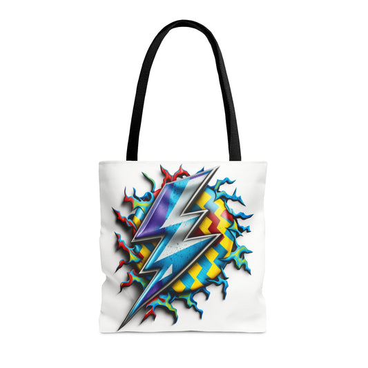 Lightning Bolt Checkered AOP Tote Bag-Shalav5