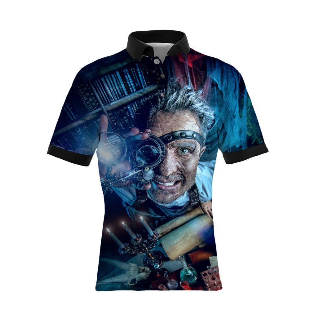 Trendy men's 3D men's polo shirt