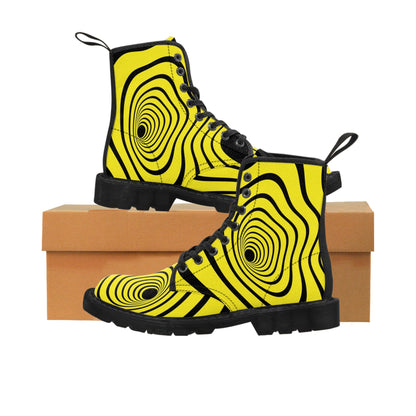 Psychedelic Yellow Zebra Women's Canvas Boots-Shalav5