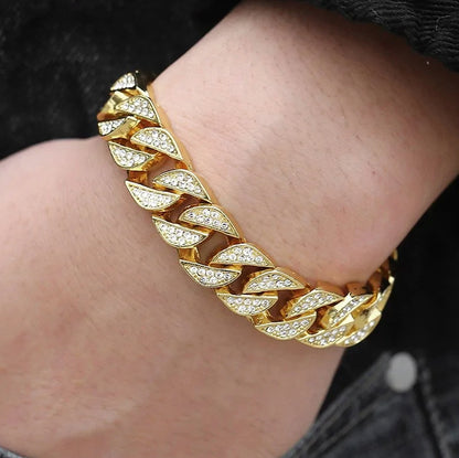 Miami Curb Cuban Chain Bracelet For Men Gold-Shalav5