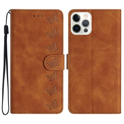 Seven Butterflies Embossed Leather Phone Case, For iPhone 15, For iPhone 14 Plus, For iPhone 14, For iPhone 14 Pro
