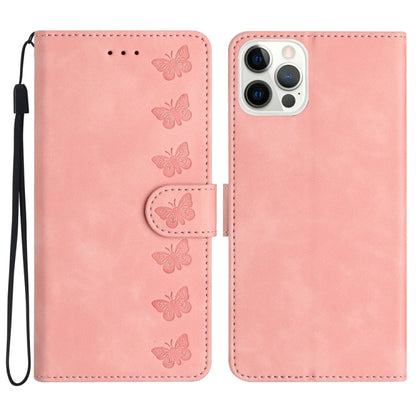 Seven Butterflies Embossed Leather Phone Case, For iPhone 15, For iPhone 14 Plus, For iPhone 14, For iPhone 14 Pro