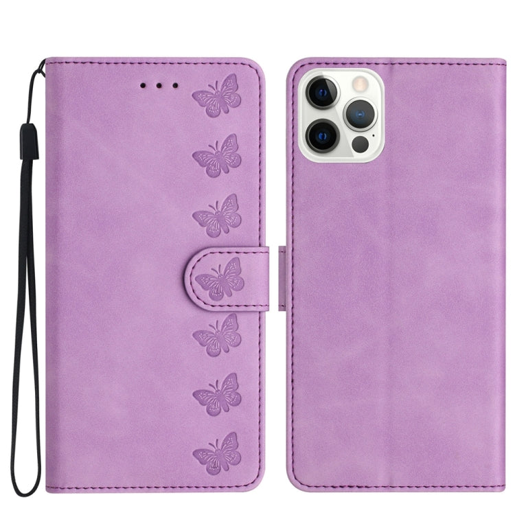 Seven Butterflies Embossed Leather Phone Case, For iPhone 15, For iPhone 14 Plus, For iPhone 14, For iPhone 14 Pro