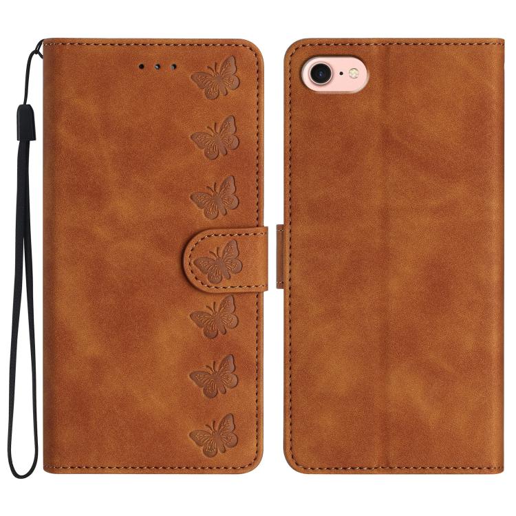 Seven Butterflies Embossed Leather Phone Case, For iPhone 18 Pro / 17 Pro, For iPhone 18 Pro Max / 17 Pro Max, For iPhone 16e / 17e, For iPhone 17