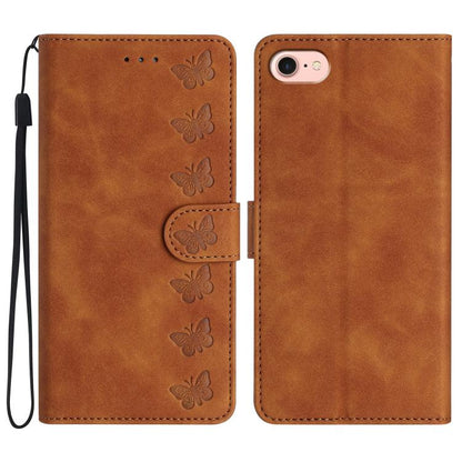 Seven Butterflies Embossed Leather Phone Case, For iPhone 18 Pro / 17 Pro, For iPhone 18 Pro Max / 17 Pro Max, For iPhone 16e / 17e, For iPhone 17