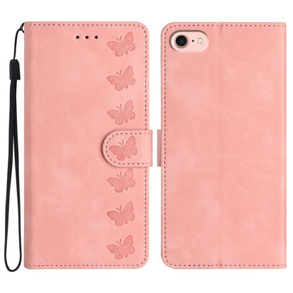 Seven Butterflies Embossed Leather Phone Case, For iPhone 18 Pro / 17 Pro, For iPhone 18 Pro Max / 17 Pro Max, For iPhone 16e / 17e, For iPhone 17
