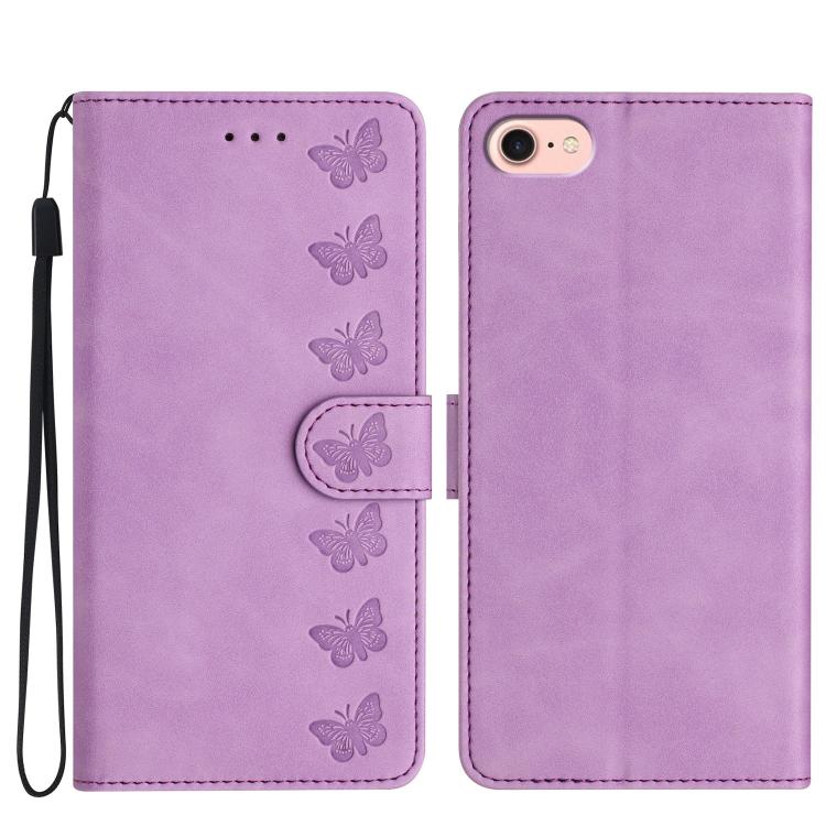 Seven Butterflies Embossed Leather Phone Case, For iPhone 18 Pro / 17 Pro, For iPhone 18 Pro Max / 17 Pro Max, For iPhone 16e / 17e, For iPhone 17