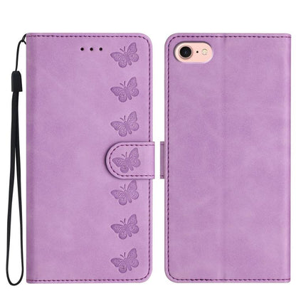 Seven Butterflies Embossed Leather Phone Case, For iPhone 18 Pro / 17 Pro, For iPhone 18 Pro Max / 17 Pro Max, For iPhone 16e / 17e, For iPhone 17
