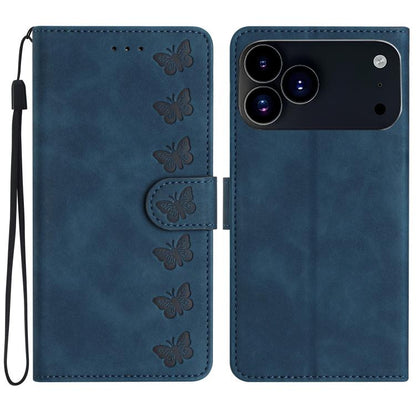 Seven Butterflies Embossed Leather Phone Case, For iPhone 18 Pro / 17 Pro, For iPhone 18 Pro Max / 17 Pro Max, For iPhone 16e / 17e, For iPhone 17