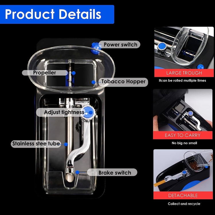 Automatic Electric Cigarette Rolling Machine Cigarette Injector Maker, Diameter: 6.5mm