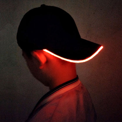 LED Luminous Baseball Cap Male Outdoor Fluorescent Sunhat, Style: Battery