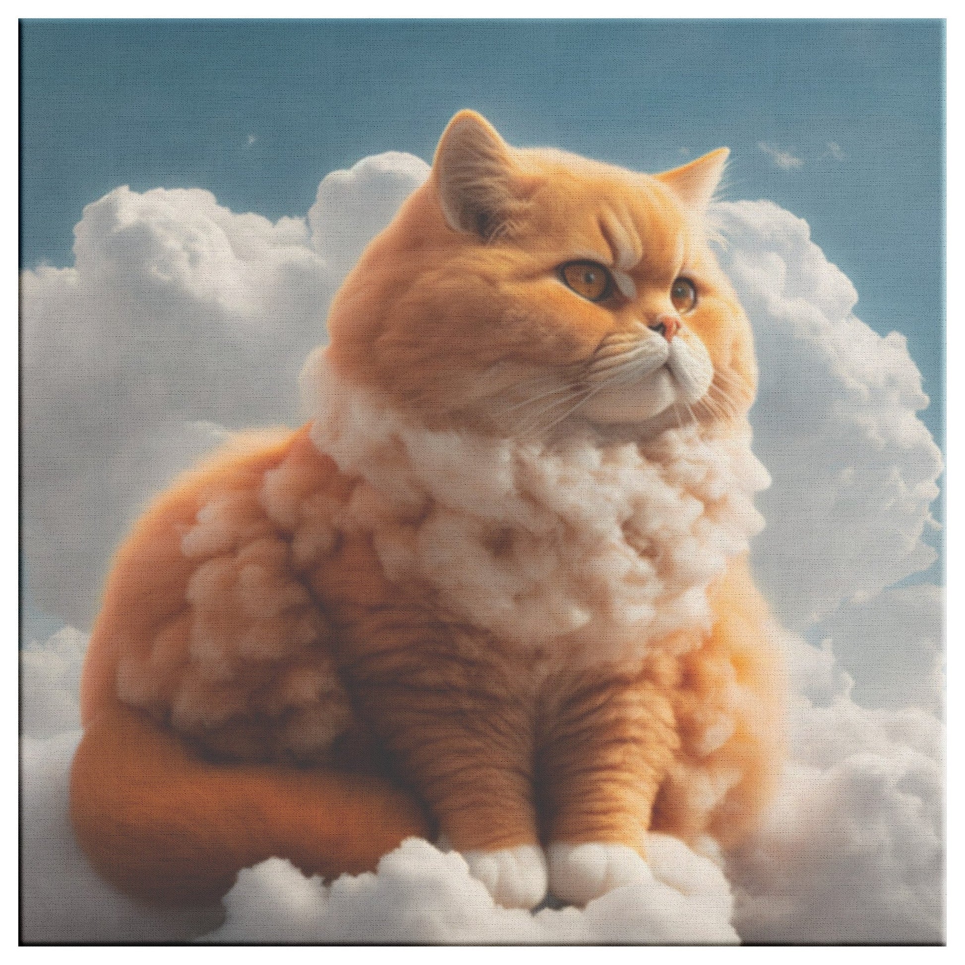 A Fluffy Ginger Cat Sitting On a Cloud Wall art canvas art latex ink-Shalav5