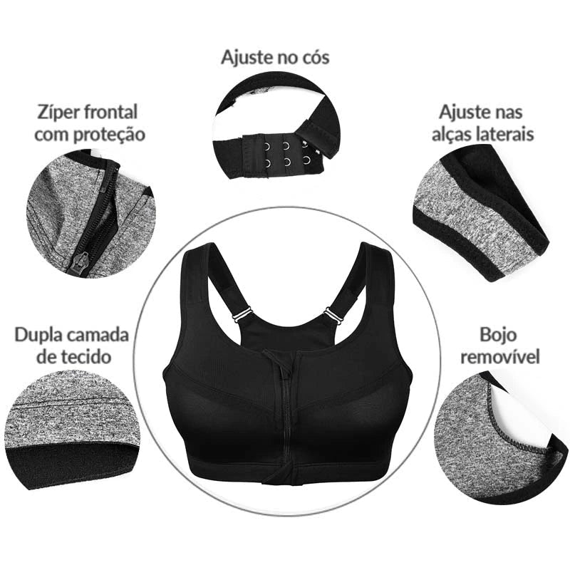 1PC 5XL Women Zipper Push Up Sports Bras Vest Underwear Shockproof Breathable Gym Fitness Athletic Running Sport Tops-Shalav5