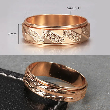 Ring - Rotatable Matte Engagement Anxiety Rings  Spinner Rings 585 Rose Gold Color