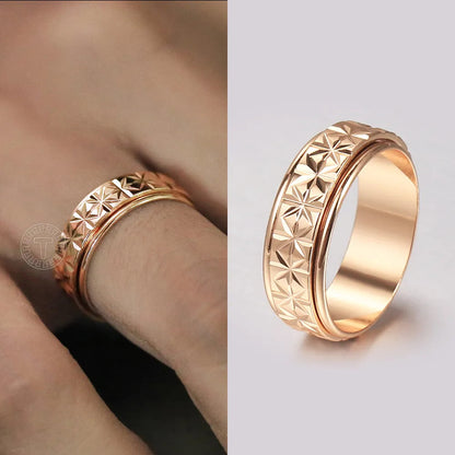 Ring - Rotatable Matte Engagement Anxiety Rings  Spinner Rings 585 Rose Gold Color