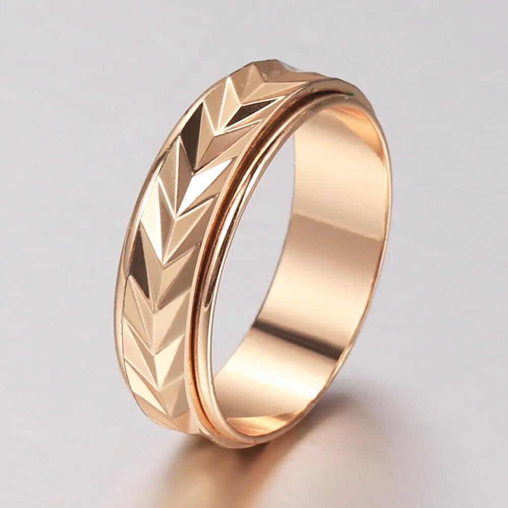 Ring - Rotatable Matte Engagement Anxiety Rings  Spinner Rings 585 Rose Gold Color