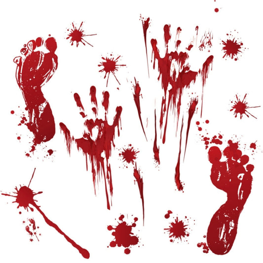 Halloween Decorations PVC Creative Blood Handprints and Footprints Wall Stickers Window Stickers, Random Style Delivery