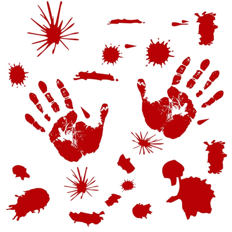 Halloween Decorations PVC Creative Blood Handprints and Footprints Wall Stickers Window Stickers, Random Style Delivery