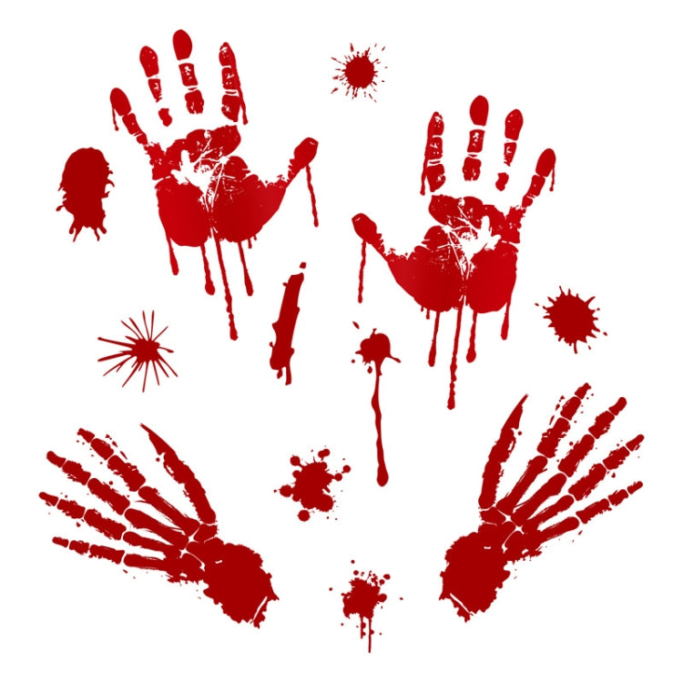 Halloween Decorations PVC Creative Blood Handprints and Footprints Wall Stickers Window Stickers, Random Style Delivery