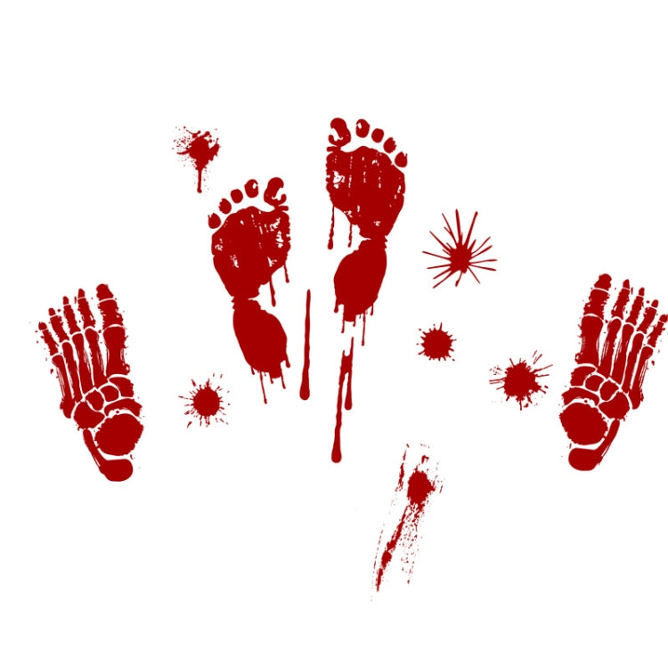 Halloween Decorations PVC Creative Blood Handprints and Footprints Wall Stickers Window Stickers, Random Style Delivery