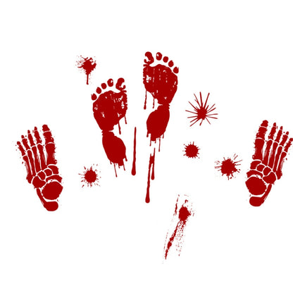 Halloween Decorations PVC Creative Blood Handprints and Footprints Wall Stickers Window Stickers, Random Style Delivery