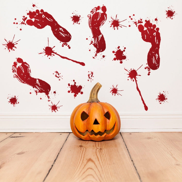 Halloween Decorations PVC Creative Blood Handprints and Footprints Wall Stickers Window Stickers, Random Style Delivery