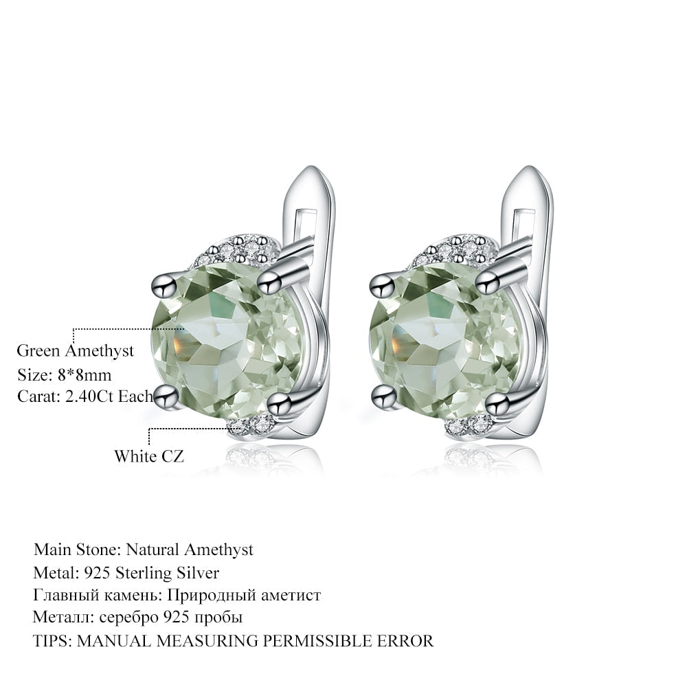 Natural Green Amethyst Prasiolite Earrings 925 Sterling Silver Stud Earrings For Women Valentine Gift Jewelry-Shalav5