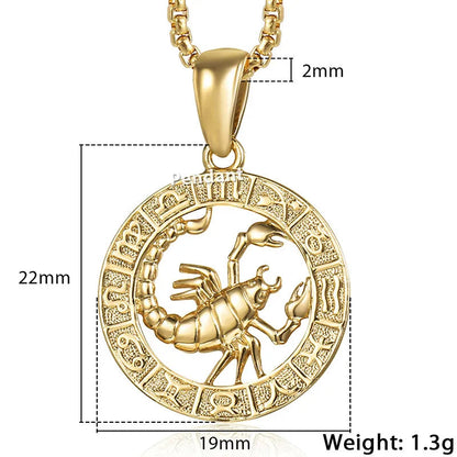 Pendant Necklaces 12 Horoscope Zodiac Sign Gold Color 12 Constellations-Shalav5