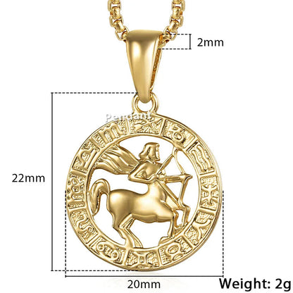 Pendant Necklaces 12 Horoscope Zodiac Sign Gold Color 12 Constellations-Shalav5