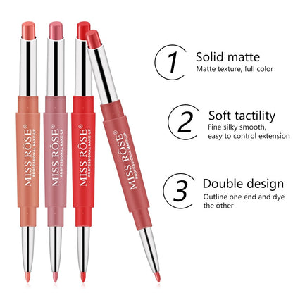 8 Color Matte Red Lipstick Lip Liner 2 In 1 Brand Makeup Lipstick Durable Waterproof Nude R-Shalav5