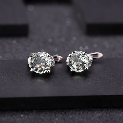Natural Green Amethyst Prasiolite Earrings 925 Sterling Silver Stud Earrings For Women Valentine Gift Jewelry-Shalav5