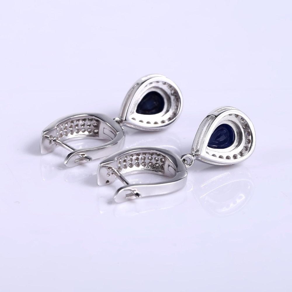 1.29ct Natural Sapphire Gemstone Drop Earrings Solid 925 Sterling Silver-Shalav5