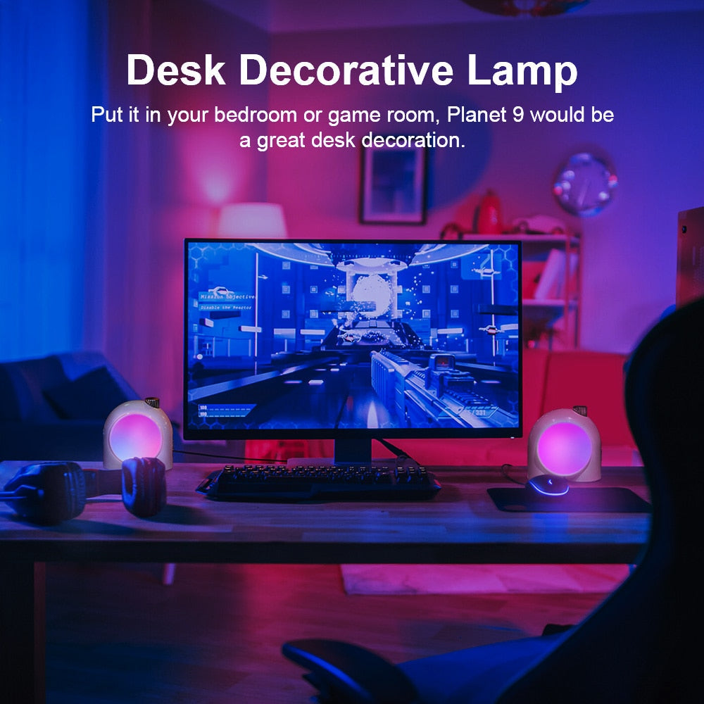 Divoom Planet-9 Decorative Mood Lamp with Programmable RGB LED Light Effects, Neon Light Atmosphere Bedside Lamp, Music Control-Shalav5