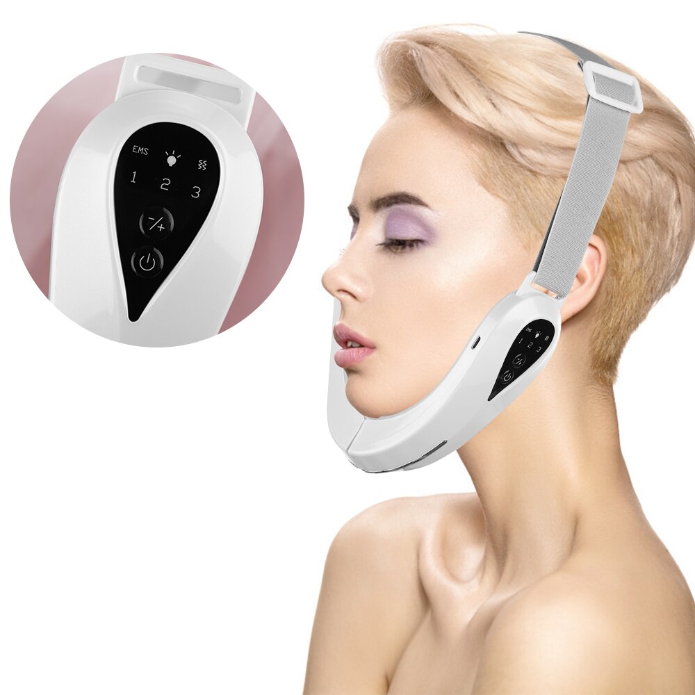 Facial Massager V-Line Chin Lift Belt Machine Face Slimming Vibration Red Light Blue Light LED Face Care Lifting Device-Shalav5
