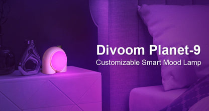 Divoom Planet-9 Decorative Mood Lamp with Programmable RGB LED Light Effects, Neon Light Atmosphere Bedside Lamp, Music Control-Shalav5